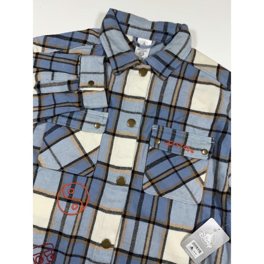 Disney Parks Pixar Turning Red PANDAMONIUM Flannel Shirt Womens S Plaid NWT